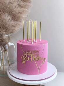 6pcs Straight Pole Candle Set Black Textured Pencil Birthday Candle Cake Decoration Cake Baking Decoration Plug-In Creative Birthday Party Dessert Birthday Candle Festive Event Party Party Long Pole Baking Decoration Box Black Candle