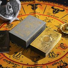 1 副金箔塔罗牌，尺寸 12*7 厘米，包含俄文说明书、玫瑰六角形设计、防水 PVC 塔罗牌、算命、游戏和收藏礼物，适合万圣节/圣诞节/感恩节的成人派对游戏 - 彩色 - 查看 16