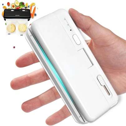 Mini Bag Sealer, Heat Sealer, Quick Heat Sealing Mini Chip Bag Sealer Handheld With Cutter/3 Gears/3.9-Inch Heating Strip Rechargeable Bag Resealer For Plastic Bags Mylar Bags Food Storage-White