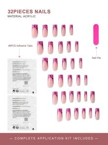 32pcs Long Coffin Shape Press On Nails Set, Cheetah Print French Manicure Style, Full Coverage Nail Tips For Party, Dancing & Daily Wear, Includes 2pcs Jelly Gel And 1pc Nail File - Multicolor - View 3