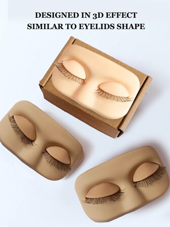 1pc Silicone Eyelash Extension Practice Head, Removable Realistic Eyelid With Lashes, For Eyelash Extension Training, Makeup And Lash Application Practice