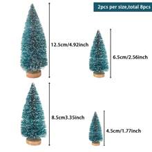 8pcs Assorted Size Mini Christmas Tree Ornaments, Christmas Terrarium Decorations For Tabletop Display - Blue-green - View 2