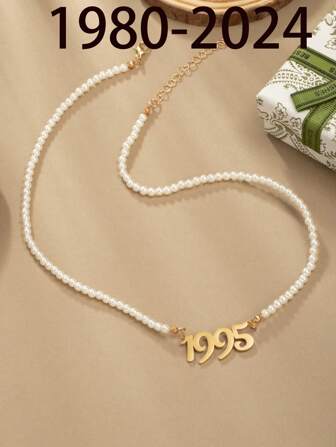 1 件高级奢华女士出生年份吊坠项链不锈钢女士日期日常佩戴