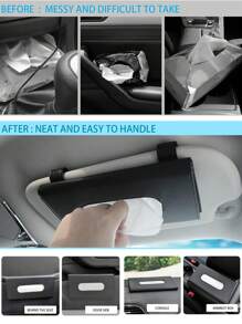 Portapañuelos para coche - Portapañuelos para coche, portapañuelos de papel para coche, portapañuelos para coche, dispensador de pañuelos de papel para visera de coche, portapañuelos para coche - Accesorio para visera de sol - Negro - Ver 7