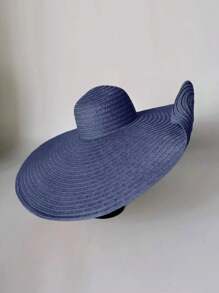 1pc Women's Large Brim Solid Color Sun Hat, Breathable And Comfortable, For Fishing, Cycling, Outdoor & Beach Use During Summer