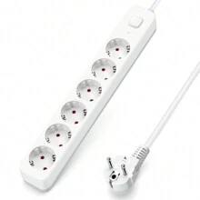 Aigostar Regleta Enchufes, Alargador Enchufe de 6 Enchufes con Interruptor, Cable de 3 Metros, Blanco - Enchufe EU Tipo F(220-240V) - Ver 5