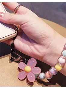 Dopamine-Colored Beaded Mobile Phone Strap With Inner Beads, Handmade Flower Charm Bracelet, Bag Decoration And Keychain In Korean/Japanese Ins Style Keychain Charms Lanyard For Keys Keychain Wristlet Gifts For Women