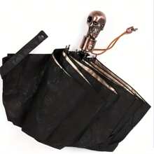 This Creative Skull-Handled Umbrella Is Perfect For Halloween. It's Windproof, Rainproof, Thickened, And Reinforced – An Essential Item And A Great Gift. Multiple Canopy Colors Are Available. Suitable For Both Men And Women, And Ideal For Daily Work And Back-To-School Use.,Umbrella - Skull Series - View 3