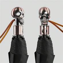 This Creative Skull-Handled Umbrella Is Perfect For Halloween. It's Windproof, Rainproof, Thickened, And Reinforced – An Essential Item And A Great Gift. Multiple Canopy Colors Are Available. Suitable For Both Men And Women, And Ideal For Daily Work And Back-To-School Use.,Umbrella - Skull Series - View 4