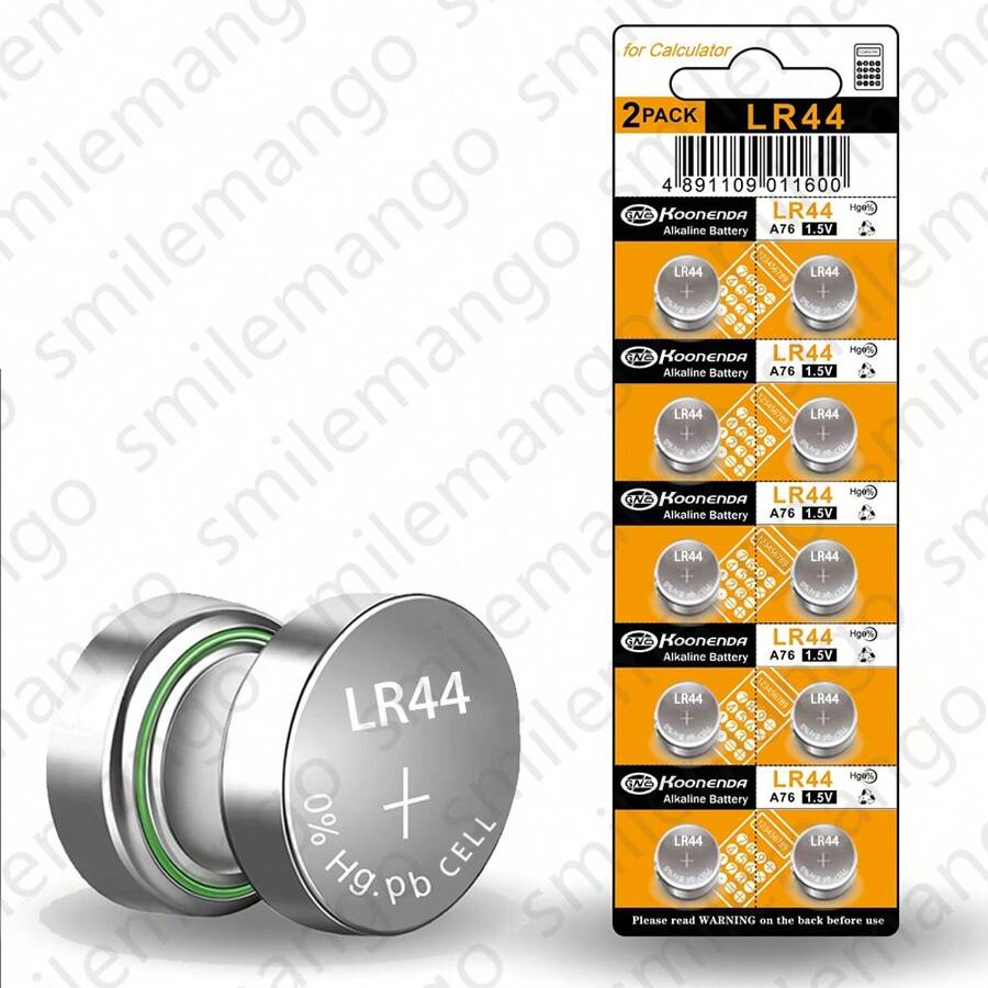 10-100节 AG13 LR44 A76 357 357A LR1154 SR1154 SR44 1.5V 碱性电池,适用于手表、计算器、汽车钥匙、遥控器、时钟按钮、纽扣电池 - LR44 (KN) - 查看 1