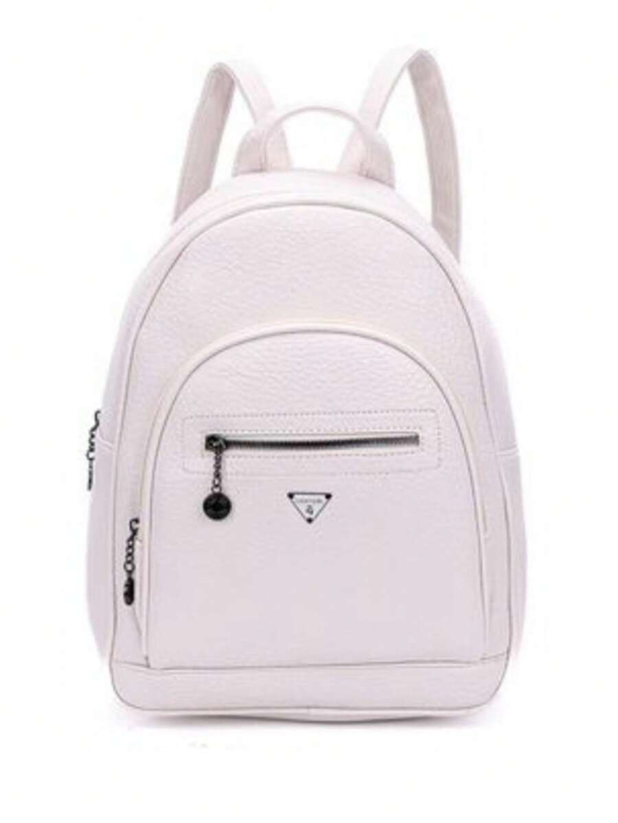 PU Leather Backpack Women Reinforced Korean Waterproof Backpack - trắng - Xem 1