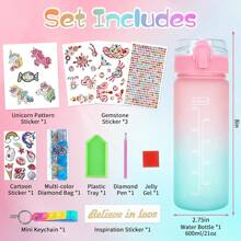 美人鱼水瓶装饰套装、适合 3-4-10 岁女孩的艺术和手工艺品 DIY 玩具、美人鱼/独角兽玩具、绘画工艺品、适合 6-12 岁幼儿女孩的趣味艺术和手工艺品套装、生日圣诞礼物、返校用品、随机颜色 - 多色 - 查看 6