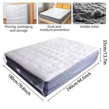 180 X 240 X 35cm Mattress Dust Cover Bag, Double Layer 8 Microns Plastic Film Bag, Extra Large Moving Dust-Proof And Moisture-Proof Bag, Furniture Dust Cover Sofa Bed Protector For Home