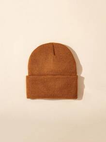 1pc Solid Color Knitted Hat Newborn Baby Hat Stylish Cute Winter Hat For Boys And Girls Skullcap