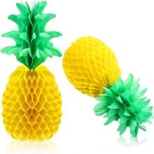 Decoraciones de centro de mesa con panal de piña - decoración colgante para fiesta hawaiana tropical de la selva - artesanía de papel de seda, colorida, fácil de ensamblar, decoración de temporada para otoño, primavera, verano e invierno - Multicolor - Ver 5