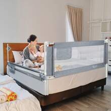 VA-Cerulean Bed Rail Baby Fall Protection Grey Height Adjustable Railing 150cm / 180cm / 200cm Children's Bed Rail Portable Bed Guard