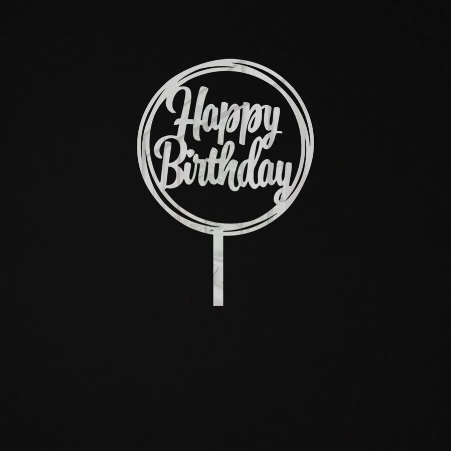 'Happy Birthday' Acrylic Cake Topper – Personalized, Modern And Elegant For Your Party 15X15 - 銀色 - 查看 1