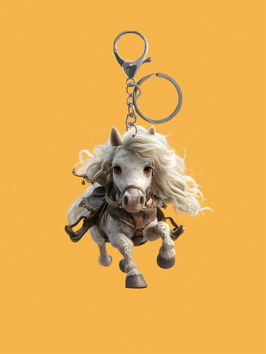 1 件 3D 马设计休闲可爱亚克力钥匙扣或包包饰品，适合送给朋友的派对/街头风格礼物 - 彩色 - 查看 1