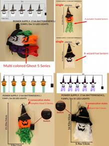 1PC 4 Lantern And Wizard Hat Combination Horror Lantern, 5 Series Of Lanterns, DIY Styling, Luminous Lantern, Courtyard Decoration Atmosphere Light, Design Luminous  Hat, Wizard Hat, Role-Playing Hat, Luminous Hat, Luminous Pendant Lamp, Entrance Decoration Paper Lamp, Multi-Color Selection Halloween Ghost Face Shaped Night Light, Retro Oil Lamp, Decorative Lighting, Halloween Decoration Skeleton Light, LED Lighting, Skeleton Candle Pendant, Horror Atmosphere Decoration Prop, Horror Atmosphere Decoration Prop LED Electronic Candle Light, LED Night Light Pumpkin Halloween Decoration Prop Desktop Decoration, Golden Pumpkin, Yellow Pumpkin Plant Series Halloween Warm Night Light, Gift For Friends, Parents, Best Friends, Surprise Birthday Gift, Party Gift, Desktop Decoration, Horror Atmosphere Gift Halloween Decoration Room Decor Halloween Garden Decor For Gift Fairy Holiday Decor Festival Decor - Multicolor - View 8