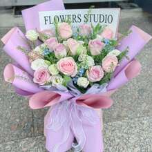 58*58厘米双色防水花卉包装纸，20张/包，返校情人节 - 丁香紫+裸粉 - 查看 4