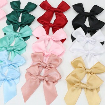 10pcs, Large Satin Ribbon Bows Knot Craft Bows Pink White Small Flower Gift Tie Wedding Decoration Bow Bowknot DIY Birth Party Baking Decoration,Christmas Valentine Day