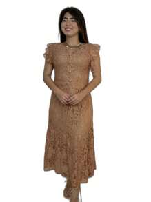 EVANGELICAL DRESS WITH SLEEVE - 摩卡棕 - 查看 1