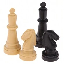 1 set 32 piezas de ajedrez plásticas internacionales (excluyendo el tablero de ajedrez), accesorios de ajedrez para juego, fiesta, juego de mesa - Blanco y Negro - Ver 6