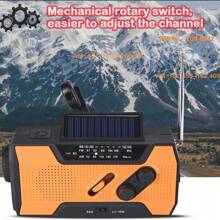 Emergency Solar Hand Crank Weather Radio AM / FM / NOAA 2000mAh Power Bank Charger 2 LED Flash Light For Outdoor Travel Camping - Orange - View 4