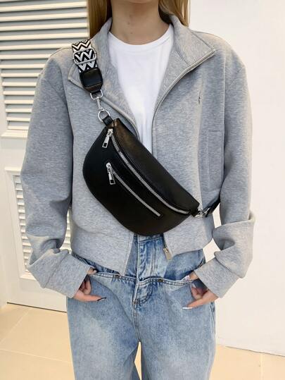 Women's Solid Color PU Leather Waist Bag, Retro Chic Crossbody Bag, Casual Shoulder Bag For Women, New Spring Summer Design Fanny Pack, Western Purse For Women, Bohemia Style Bag For Women