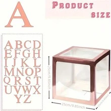 1 个/盒 1 个字母，25 厘米/英寸玫瑰金纸可重复使用 DIY 名字昵称字母纸透明气球盒，适用于婚礼、退休、周年纪念、返校、节日、生日派对摄影道具装饰、圣诞节 - 玫瑰金 - 查看 3