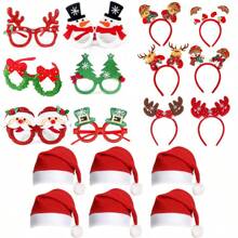 Set de 20 piezas de decoraciones navideñas aleatorias como gafas, sombreros, diademas, y juguetes de aplauso para regalo al por mayor de vacaciones