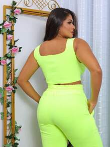 Jogger Pants Plus Cropped Set Beautiful Super Set. Reference 02 - 青檸色 - 查看 4