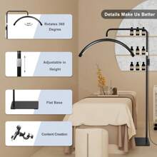 Eyelash Extension Lamp, Salon SPA Specific, Tattoo Lamp, LED Embroidered Beauty Nail Lamp, Nail Beauty Studio Backdrop, Three Color Adjustable Light With Remote Control - 美規A型插(110-127V) - 查看 10