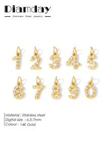 Diamday 1 件钻石字母吊坠 女士 DIY 项链手链珠宝制作周年纪念礼物 - 金色 - 查看 8