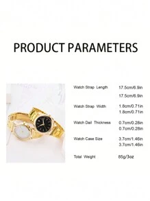 2 Chiếc Cặp đôi Dây đeo bằng thép không gỉ màu vàng Thời trang và giản dị Cân thanh đơn giản Đồng hồ thạch anh mặt tròn Thích hợp để trang trí hàng ngày Như một món quà ngày lễ cho đối tác và cha mẹ - Vàng - Xem 5