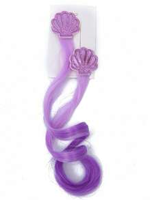 10pcs Girls Mermaid Princess Ocean Shell Colorful Ombre Curly Hair Clips Hair Accessories - Multicolor - View 12