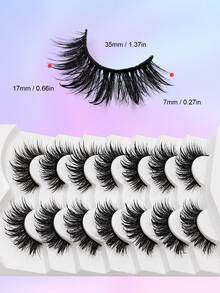 Asiteo 7 Pairs Charming Cartoon False Eyelashes - Wet Makeup Effect Cosplay Spiky Faux Mink Lashes, Reusable, Doll Eye Makeup, Thick & Curly, Suitable For Cosplay And Fashion Enthusiasts - 尖尾漫畫款 - 查看 5