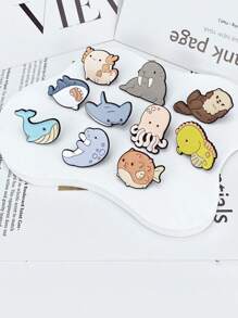 1 peça broche de liga de zinco pintado com tema de vida marinha de desenho animado, design de tubarão e cavalo-marinho, acessórios multiuso para roupas e bolsas, acessórios para vestidos, alfinete para roupas, bolsa, acessórios para escola, escritório, camisas, jaquetas, joias, alfinete de roupas de Natal, Halloween, presentes engraçados e fofos para professores, acessórios para fantasias, pingentes para bolsas