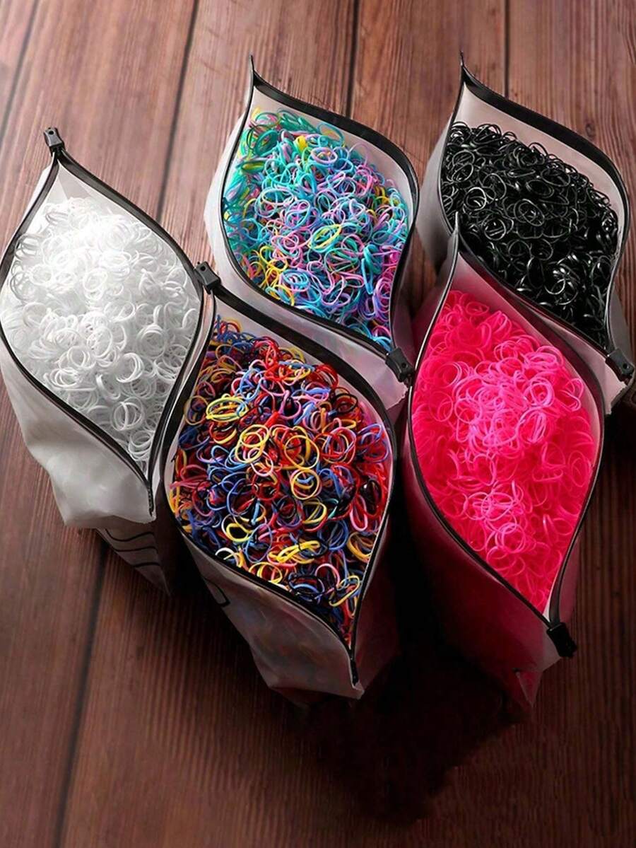 1000pcs Fashionable Colorful Elastic Hair Bands/Headbands/Hair Accessories, Disposable - Multicolor - View 1