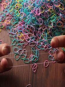 1000pcs Fashionable Colorful Elastic Hair Bands/Headbands/Hair Accessories, Disposable - Multicolor - View 2