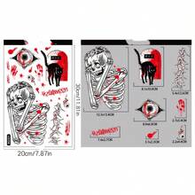 1/4pcs Halloween Window Stickers, 20*30CM Scary Skull Decals, Self-Adhesive Party Decorations - Multicolor - View 14