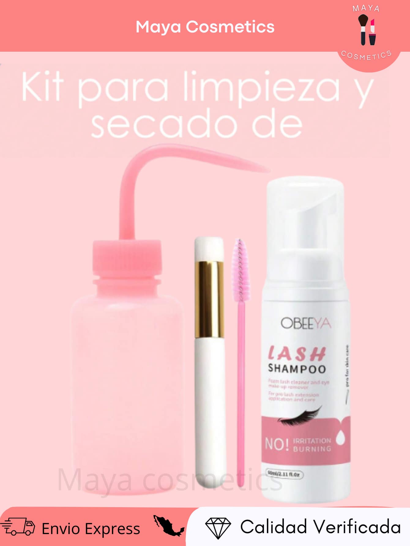 Kit Extensión Champú Para Pestañas | Champú Pestañas 4psc Para Extensiones Pestañas | Limpiador Pestañas Con Botella Enjuague Y Cepillo | Limpiador Espuma Quitar Maquillaje Con Pegamento Para Pestañas - Rosa Fucsia - Ver 1