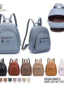 PU Leather Backpack Women Reinforced Korean Waterproof Backpack - trắng - Xem 5