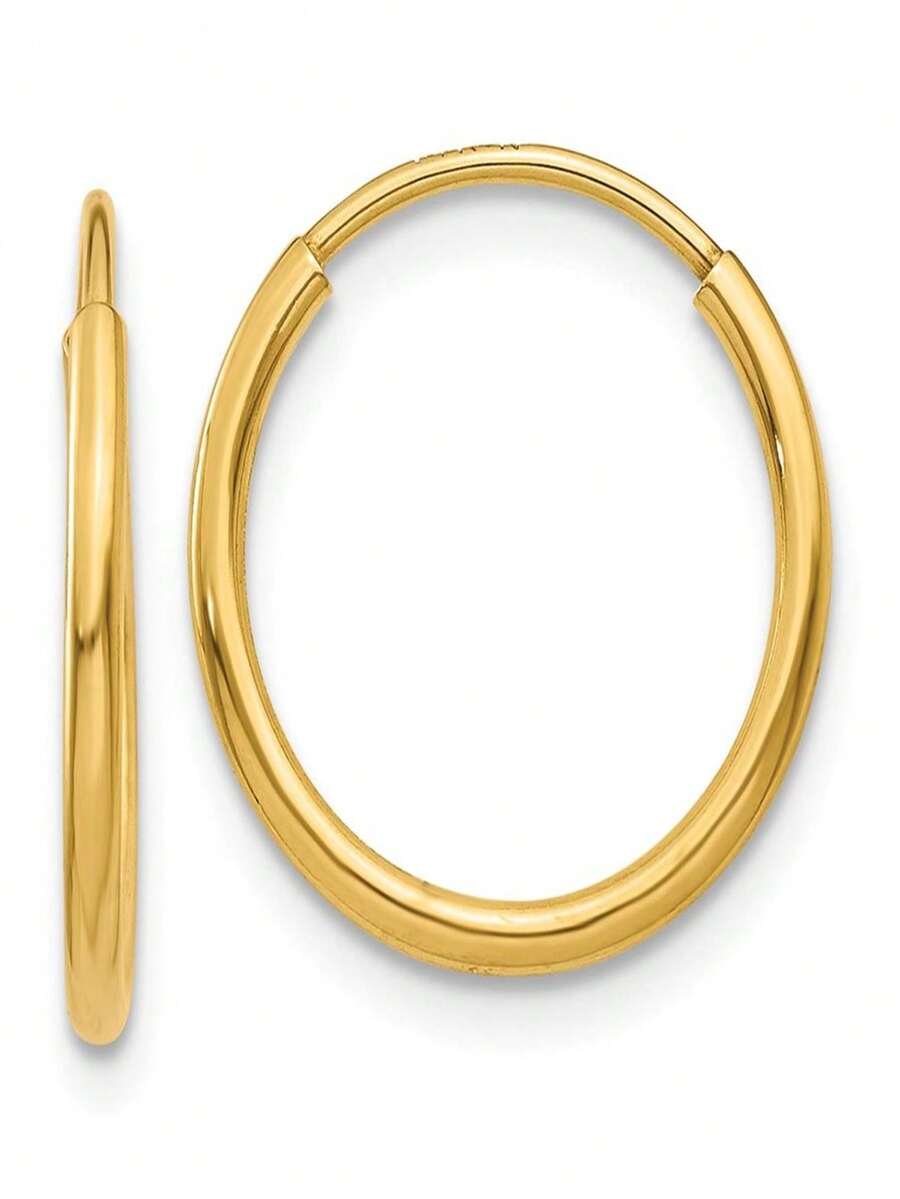 Finest Gold 1.25 X 14 Mm 14K Yellow Gold Endless Hoop Earring Pair - Gold - View 1