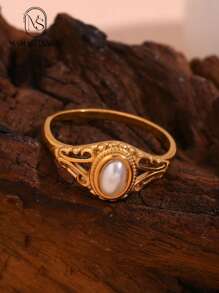 MamacitaSlay Anillo con diseño de perla artificial