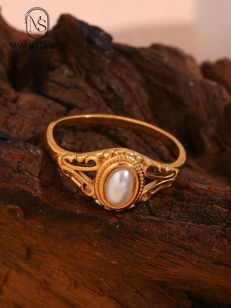MamacitaSlay Anillo con diseño de perla artificial
