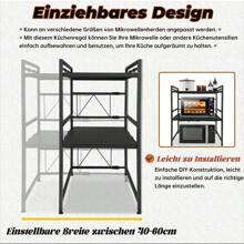 VA-Cerulean 3 Tier Microwave Shelf Expandable Microwave Stand Kitchen Shelf Metal Microwave Holder With 8 Hooks For Kitchen - Black - View 5