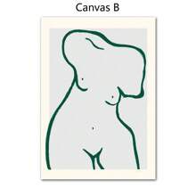 1 幅抽象线条女孩裸体柠檬花瓶几何墙壁艺术印刷帆布画北欧海报墙画适用于客厅装饰无框架 - 彩色 - 查看 47