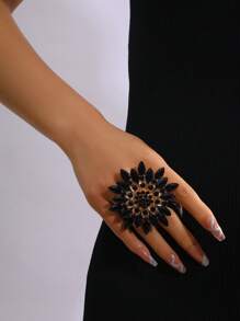 Luxury Floral Wide Band Ring, Everyday & Party Jewelry Gift - Flowers - View 10