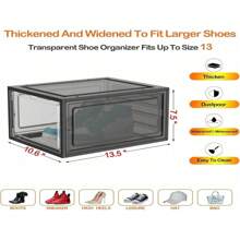 6pcs Clear Shoe Box, Stackable Plastic Shoe Box, Thickened Sturdy Shoe Box With Magnetic Door, Front Loading Shoe Box For Displaying Sneakers - Black - View 8